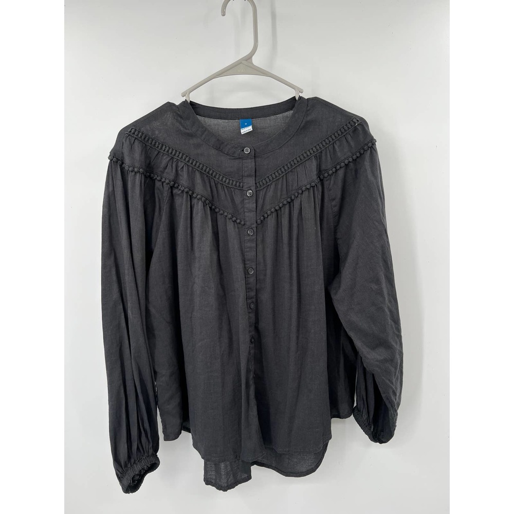 Old Navy women's dark grey 3/4 sleeve boho flowy top shirt blouse size medium
